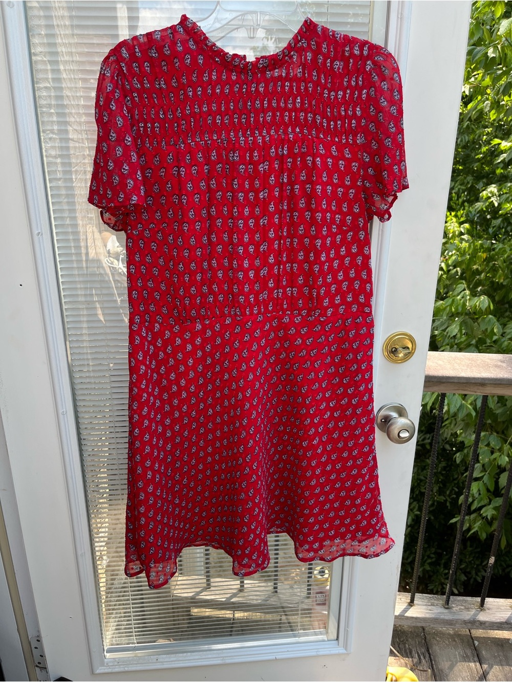 LOFT Red Paisley Print Dress size 12 - Picture 3 of 7